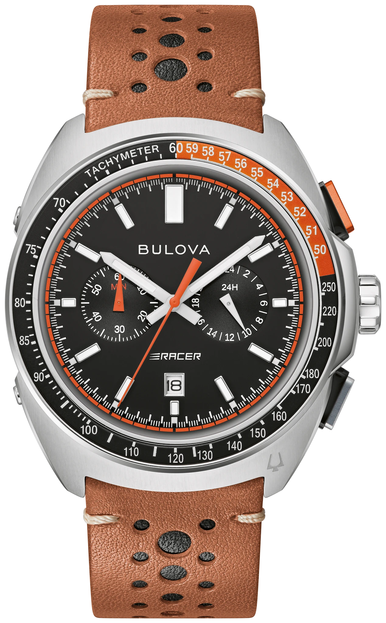 Black Dial Leather Strap Racer Chronograph 98B427 | Bulova